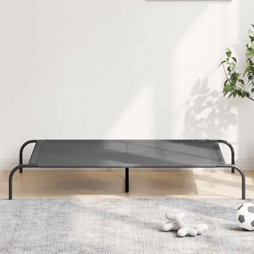 Erhöhtes Hundebett Grau 130x80x20 cm für große Hunde, robuste Liegefläche aus Textilene & pulverbeschichtetem Stahl, atmungsaktiv, waschbar, perfekt für Innen- & Außenbereich von Teenpull