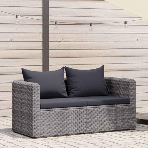 Garten-Ecksofas Set, 2 Stühle, Grau, wetterfestes Poly Rattan, inkl. bequemer Kissen, ideal für Balkon, Terrasse & Outdoor-Wohnbereiche von Teenpull