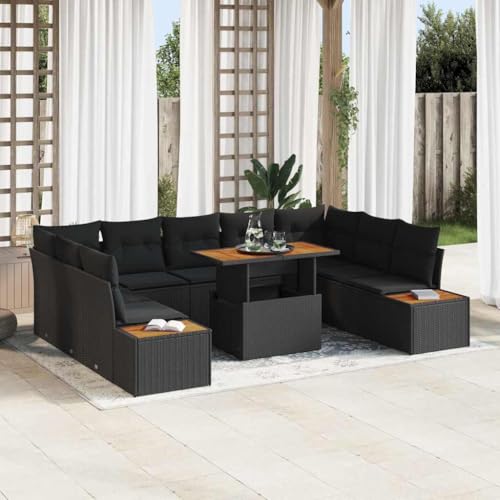 Garten Essgruppe 10-teilig Schwarz Braun aus Poly Rattan, Akazienholz & Stahl, 100x55x73cm, UV-beständig, modulare Outdoor Sitzlösung für Terrasse & Balkon Garten Essgruppe 10-teilig Schwarz Braun aus Poly Rattan, Akazienholz & Stahl, 100x55x73cm, UV-beständig, modulare Outdoor Sitzlösung für Terrasse & Balkon von Teenpull