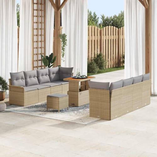 Garten-Sofa-Set 11-teilig, Beige Hellgrau, Poly-Rattan & Akazie Massivholz, Modulares Outdoor Loungesofa mit Stauraum, UV-Beständig, für Terrasse & Balkon Garten-Sofa-Set 11-teilig, Beige Hellgrau, Poly-Rattan & Akazie Massivholz, Modulares Outdoor Loungesofa mit Stauraum, UV-Beständig, für Terrasse & Balkon von Teenpull
