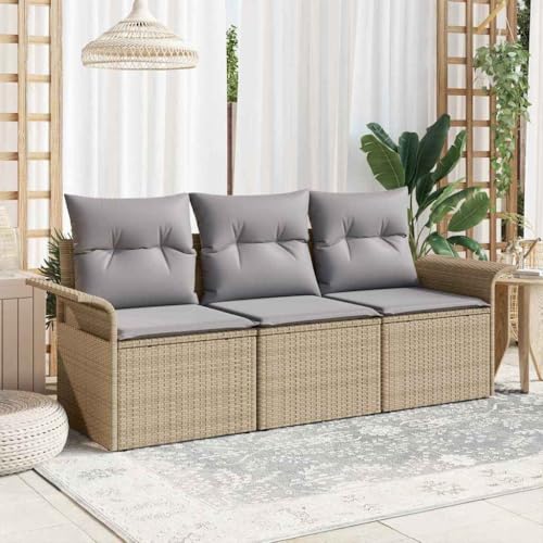 Garten-Sofa-Set 3-teilig, Beige Poly-Rattan 196 x 62 x 85cm, Robustes Outdoor-Möbel für Terrasse & Garten Garten-Sofa-Set 3-teilig, Beige Poly-Rattan 196 x 62 x 85cm, Robustes Outdoor-Möbel für Terrasse & Garten von Teenpull