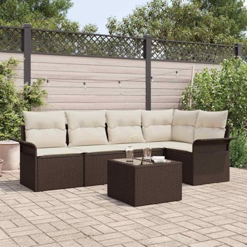 Garten-Sofa-Set 6-teilig, 242,5 x 132,5 x 85 cm, Poly Rattan, modular, langlebig, für Terrasse und Garten von Teenpull