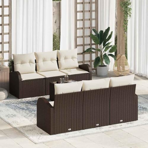 Garten-Sofa-Set 7-teilig, modular, braun, aus witterungsbeständigem Poly-Rattan, 55 x 55 x 37 cm Tisch, für Außenbereich und Terrasse Garten-Sofa-Set 7-teilig, modular, braun, aus witterungsbeständigem Poly-Rattan, 55 x 55 x 37 cm Tisch, für Außenbereich und Terrasse von Teenpull