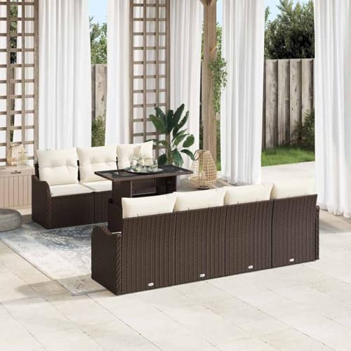 Garten-Sofa-Set 8-TLG. Braun Poly Rattan Lounge, Wetterfest Outdoor Möbel mit Kissen, Modulares Sitzmöbel für Terrasse & Balkon Garten-Sofa-Set 8-TLG. Braun Poly Rattan Lounge, Wetterfest Outdoor Möbel mit Kissen, Modulares Sitzmöbel für Terrasse & Balkon von Teenpull
