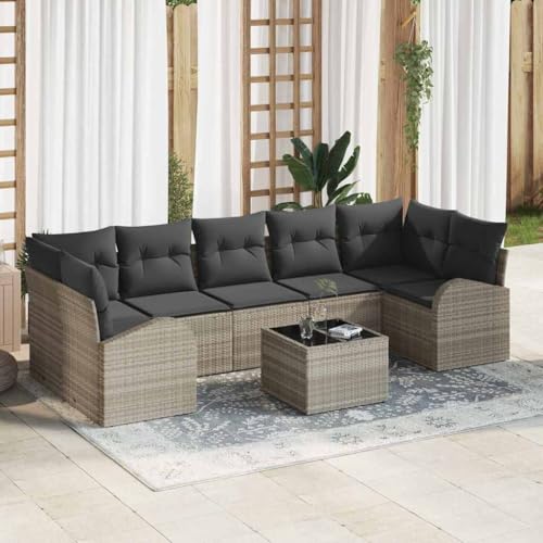 Garten-Sofa-Set 8-teilig, Poly-Rattan Hellgrau Dunkelgrau, Modulares Outdoor Lounge-Möbel mit Stauraum & Glastisch, UV-beständig für Terrasse & Balkon Garten-Sofa-Set 8-teilig, Poly-Rattan Hellgrau Dunkelgrau, Modulares Outdoor Lounge-Möbel mit Stauraum & Glastisch, UV-beständig für Terrasse & Balkon von Teenpull