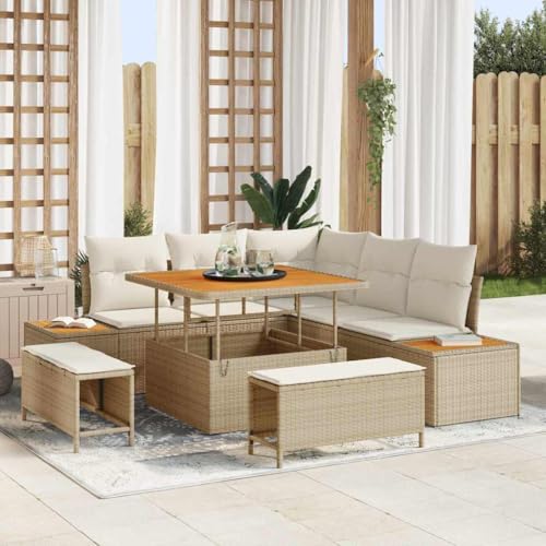 Garten-Sofa-Set Poly Rattan Beige 8-teilig, Modulares Outdoor Loungesofa mit Stauraum, Bequeme Kissen, UV-beständig für Terrasse & Balkon Garten-Sofa-Set Poly Rattan Beige 8-teilig, Modulares Outdoor Loungesofa mit Stauraum, Bequeme Kissen, UV-beständig für Terrasse & Balkon von Teenpull