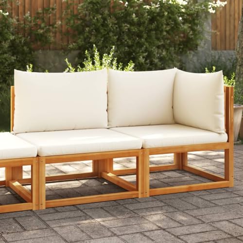 Gartensofa 2-Sitzer aus massivem Akazienholz mit geflochtenem Seil, Bequeme Kissen, modular, für Terrasse, Balkon und Garten von Teenpull