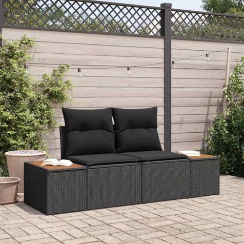 Gartensofa Schwarz aus robustem Poly-Rattan, 184x62x85cm, wetterfest, modernes Design, 2-Sitzer Couch für Terrasse, Balkon & Garten von Teenpull