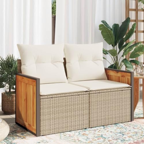 Gartensofa mit Kissen, 2-Sitzer Poly Rattan Beige, UV-beständig, Modulares Lounge Set für Terrasse, Balkon & Garten, Inklusive Waschbare Bezüge Gartensofa mit Kissen, 2-Sitzer Poly Rattan Beige, UV-beständig, Modulares Lounge Set für Terrasse, Balkon & Garten, Inklusive Waschbare Bezüge von Teenpull