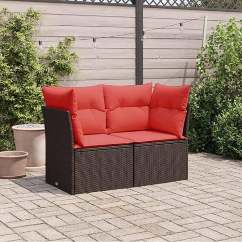 Gartensofa mit Kissen 2-Sitzer Braun Poly Rattan, UV-beständig, Modulares Design, für Outdoor Balkon Terrasse Gartensofa mit Kissen 2-Sitzer Braun Poly Rattan, UV-beständig, Modulares Design, für Outdoor Balkon Terrasse von Teenpull