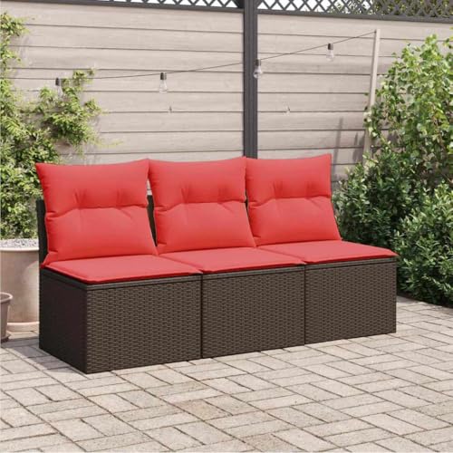 Gartensofa mit Kissen 3-Sitzer Braun Poly Rattan Lounge Set, UV-beständig und Wetterfest, für Terrasse Balkon, Modulares Design mit Stauraumfunktion Gartensofa mit Kissen 3-Sitzer Braun Poly Rattan Lounge Set, UV-beständig und Wetterfest, für Terrasse Balkon, Modulares Design mit Stauraumfunktion von Teenpull