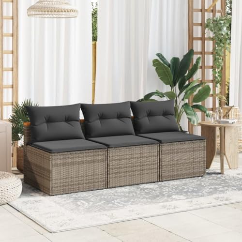 Gartensofas ohne Armlehnen, 2er-Set Grau aus Poly Rattan mit abnehmbaren Kissen, UV-beständig, robust für Garten, Balkon & Terrasse, modular für Flexible Outdoor-Möbelgestaltung Gartensofas ohne Armlehnen, 2er-Set Grau aus Poly Rattan mit abnehmbaren Kissen, UV-beständig, robust für Garten, Balkon & Terrasse, modular für Flexible Outdoor-Möbelgestaltung von Teenpull