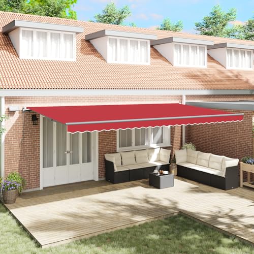 Manuelle einziehbare Markise mit LED, Rot, 600x300 cm, für Balkon & Terrasse, wasserdicht, UV-Schutz, ideal als Sonnenschutz, Vordach Manuelle einziehbare Markise mit LED, Rot, 600x300 cm, für Balkon & Terrasse, wasserdicht, UV-Schutz, ideal als Sonnenschutz, Vordach von Teenpull