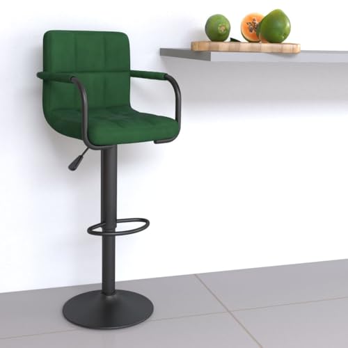 Modern Adjustable Swivel Bar Stool, Dark Green Velvet, Counter Height Kitchen Island Chair with Footrest von Teenpull