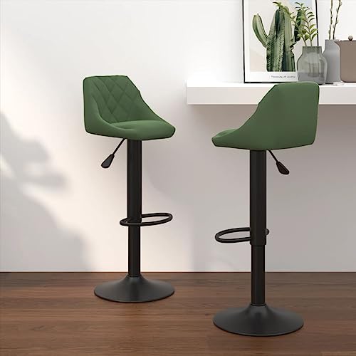 Modern Swivel Bar Stools, Set of 2 Dark Green Velvet Kitchen Counter Chairs with Adjustable Height, Footrest, and Stable Steel Base von Teenpull