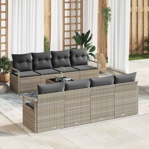 Modernes 9-teiliges Garten-Sofa-Set aus Poly-Rattan, Hellgrau & Dunkelgrau, 55x55x37 cm, mit Stauraum & Glastisch für Terrasse & Outdoor-Wohnbereiche Modernes 9-teiliges Garten-Sofa-Set aus Poly-Rattan, Hellgrau & Dunkelgrau, 55x55x37 cm, mit Stauraum & Glastisch für Terrasse & Outdoor-Wohnbereiche von Teenpull