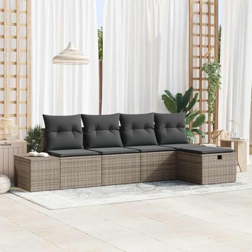 Modulares Garten-Sofa-Set 5-teilig, Grau Poly Rattan, 55x62x69 cm, witterungsbeständiges Outdoor Lounge Möbel für Terrasse & Balkon Modulares Garten-Sofa-Set 5-teilig, Grau Poly Rattan, 55x62x69 cm, witterungsbeständiges Outdoor Lounge Möbel für Terrasse & Balkon von Teenpull