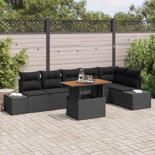 Poly-Rattan Garten Essgruppe 7-teilig, Schwarz Braun, 100x55x73cm, mit Stauraum, für Outdoor & Terrasse, UV-beständig & langlebig, Akazienholz-Tisch Poly-Rattan Garten Essgruppe 7-teilig, Schwarz Braun, 100x55x73cm, mit Stauraum, für Outdoor & Terrasse, UV-beständig & langlebig, Akazienholz-Tisch von Teenpull