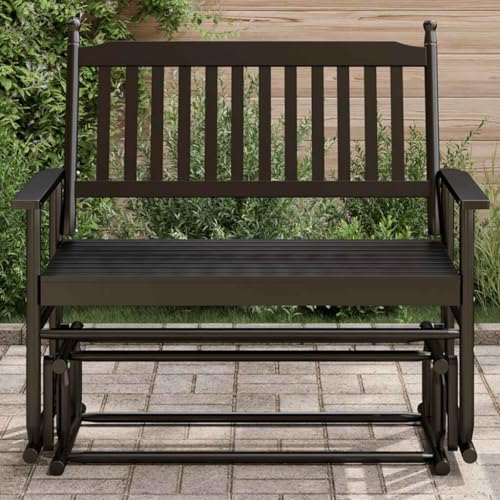 Schaukelbank Schwarz 118x70x104,5 cm aus massivem Pappelholz, bequem für Garten, Terrasse und Veranda, langlebiges Outdoor-Möbelstück zum Entspannen Schaukelbank Schwarz 118x70x104,5 cm aus massivem Pappelholz, bequem für Garten, Terrasse und Veranda, langlebiges Outdoor-Möbelstück zum Entspannen von Teenpull