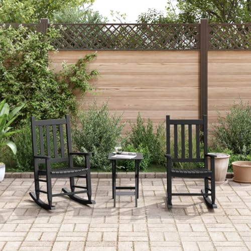 Schaukelstuhl für Kinder, 2er-Set, Schwarz, Massivholz Pappel, Bequeme Möbel für Wohnzimmer, Garten & Terrasse, ideal zum Lesen & Entspannen von Teenpull