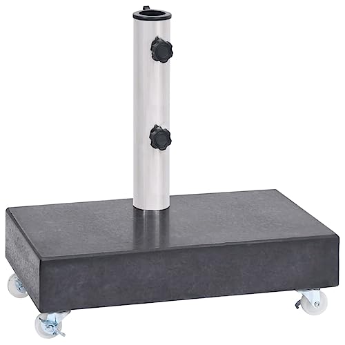 Schwarzer Granit Sonnenschirmständer mit Rollen, 25 kg Robustes Gewicht für stabile Terrassen Nutzung, 45x25x8 cm, Edelstahlrohr mit 38/48mm Adapter Schwarzer Granit Sonnenschirmständer mit Rollen, 25 kg Robustes Gewicht für stabile Terrassen Nutzung, 45x25x8 cm, Edelstahlrohr mit 38/48mm Adapter von Teenpull
