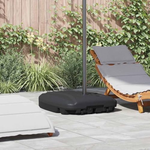 Sonnenschirmständer Schwarz, Rollbarer Schirmfuß für Garten Terrasse Pool, Befüllbar mit Wasser oder Sand, Robuster Kunststoff Outdoor Umbrella Base von Teenpull