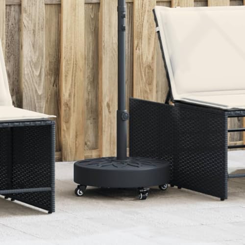 Sonnenschirmständer mit Rollen, 27 kg runder Schirmfuß für Ø38/48 mm Mast, wetterfester PE-Beton-Ständer für Garten, Terrasse, Balkon, Außenbereich von Teenpull