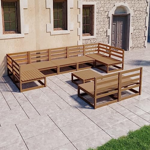 Teenpull 10-TLG. Garten Lounge Set, Massivholz Kiefer Honigbraun, Outdoor Möbel für Patio und Balkon, Modulares Sofa mit Tisch, Hohe Tragfähigkeit Teenpull 10-TLG. Garten Lounge Set, Massivholz Kiefer Honigbraun, Outdoor Möbel für Patio und Balkon, Modulares Sofa mit Tisch, Hohe Tragfähigkeit von Teenpull