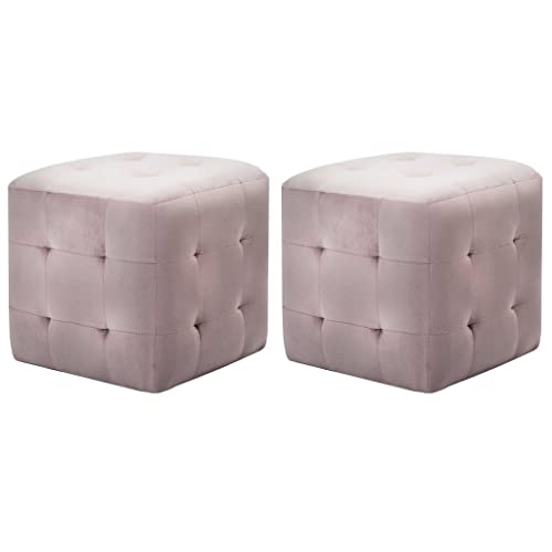 Teenpull 2er-Set Rosa Samt Pouf, 30x30x30 cm, Bequemer Sitzhocker für Wohnzimmer, Schlafzimmer, Flur, Robust & Stilvoll von Teenpull