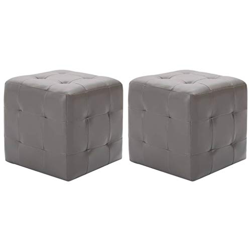 Teenpull 2er Set Sitzhocker, Grau, 30x30x30 cm, Kunstleder, Quadratisch, Bequem, für Wohnzimmer, Schlafzimmer, Robust von Teenpull