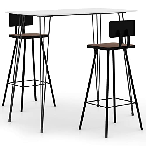 Teenpull 3-TLG. Bar-Set für Küche & Esszimmer, Weißer Bartisch aus MDF, 2 Stühle aus recyceltem Massivholz, Modernes Design, Platzsparend, Robust Teenpull 3-TLG. Bar-Set für Küche & Esszimmer, Weißer Bartisch aus MDF, 2 Stühle aus recyceltem Massivholz, Modernes Design, Platzsparend, Robust von Teenpull