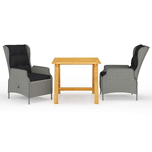 Teenpull 3-TLG. Garten-Essgruppe Hellgrau, Akazienholz Tisch, verstellbare PE-Rattan Stühle, Bequeme Polster, ideal für Patio, Balkon & Outdoor-Bereich Teenpull 3-TLG. Garten-Essgruppe Hellgrau, Akazienholz Tisch, verstellbare PE-Rattan Stühle, Bequeme Polster, ideal für Patio, Balkon & Outdoor-Bereich von Teenpull