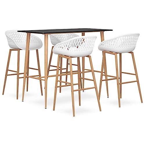Teenpull 5-TLG. Bar-Set Schwarz Weiß, Moderner Bartisch mit 4 Barhockern für Küche, Esszimmer, Garten, Langlebiges Möbel-Set Teenpull 5-TLG. Bar-Set Schwarz Weiß, Moderner Bartisch mit 4 Barhockern für Küche, Esszimmer, Garten, Langlebiges Möbel-Set von Teenpull