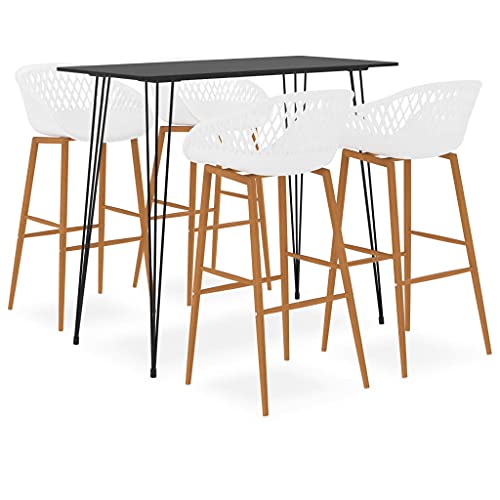 Teenpull 5-TLG. Bar-Set Schwarz Weiß, Moderner Bartisch mit 4 Barhockern für Küche, Esszimmer, Garten, Restaurant Teenpull 5-TLG. Bar-Set Schwarz Weiß, Moderner Bartisch mit 4 Barhockern für Küche, Esszimmer, Garten, Restaurant von Teenpull