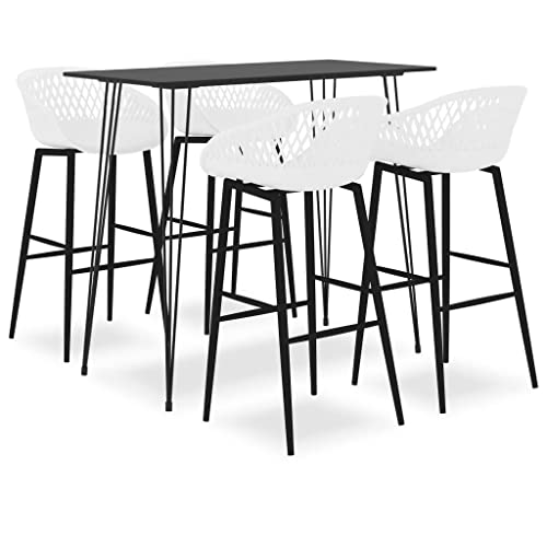 Teenpull 5-TLG. Bar-Set Schwarz Weiß, Moderner Bartisch mit 4 Barhockern für Küche, Esszimmer, Garten, stabil & langlebig Teenpull 5-TLG. Bar-Set Schwarz Weiß, Moderner Bartisch mit 4 Barhockern für Küche, Esszimmer, Garten, stabil & langlebig von Teenpull