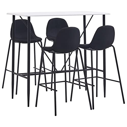 Teenpull 5-TLG. Bar-Set für Küche & Esszimmer, Stehtisch mit 4 Stoff Barhockern, Modernes Design, Schwarz von Teenpull
