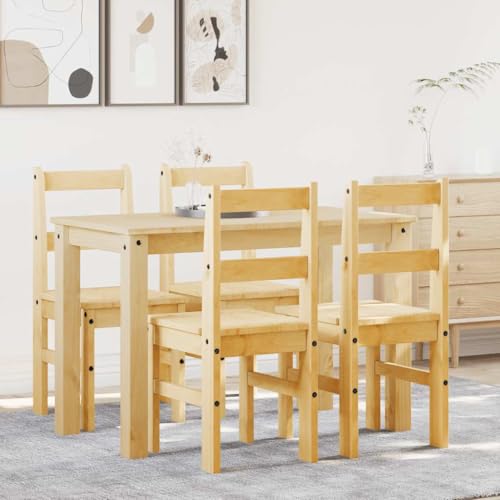 Teenpull 5-TLG. Essgruppe Panama aus massivem Kiefernholz, Honigwachs-Finish, Robustes Esszimmer-Set für Küche, Essbereich, ideal zum Speisen von Teenpull