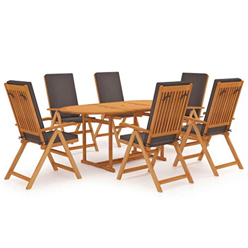 Teenpull 7-TLG. Garten-Essgruppe aus Teak-Massivholz, Grau mit Kissen, 180x90cm Tisch, klappbare Stühle für Outdoor & Patio, Dining Set Teenpull 7-TLG. Garten-Essgruppe aus Teak-Massivholz, Grau mit Kissen, 180x90cm Tisch, klappbare Stühle für Outdoor & Patio, Dining Set von Teenpull
