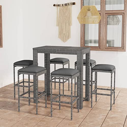 Teenpull 7-TLG. Gartenbar-Set mit Kissen, wetterfestes Poly Rattan & Stahlrahmen, Bartisch quadratisch, 6 Barhocker mit Polstern für Patio, Balkon & Garten Teenpull 7-TLG. Gartenbar-Set mit Kissen, wetterfestes Poly Rattan & Stahlrahmen, Bartisch quadratisch, 6 Barhocker mit Polstern für Patio, Balkon & Garten von Teenpull