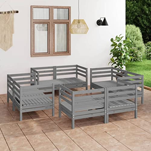 Teenpull 8-TLG. Garten-Lounge-Set, Grau, Kiefer Massivholz, Modulares Outdoor-Möbel-Set für Patio und Balkon, Robustes Loungesofa für Entspannung Teenpull 8-TLG. Garten-Lounge-Set, Grau, Kiefer Massivholz, Modulares Outdoor-Möbel-Set für Patio und Balkon, Robustes Loungesofa für Entspannung von Teenpull