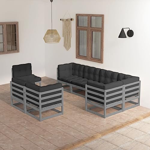 Teenpull 8-TLG. Garten-Lounge-Set, Massivholz Kiefer Grau mit Anthrazit Kissen, Outdoor Patio Möbel, Modulares Ecksofa Balkon Set Teenpull 8-TLG. Garten-Lounge-Set, Massivholz Kiefer Grau mit Anthrazit Kissen, Outdoor Patio Möbel, Modulares Ecksofa Balkon Set von Teenpull