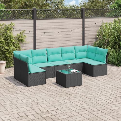 Teenpull 8-TLG. Garten-Sofagarnitur Schwarz aus robustem Poly Rattan, mit bequemen Kissen, Glas-Tischplatte, modular für Flexible Outdoor Patio Sets, UV-beständig Teenpull 8-TLG. Garten-Sofagarnitur Schwarz aus robustem Poly Rattan, mit bequemen Kissen, Glas-Tischplatte, modular für Flexible Outdoor Patio Sets, UV-beständig von Teenpull