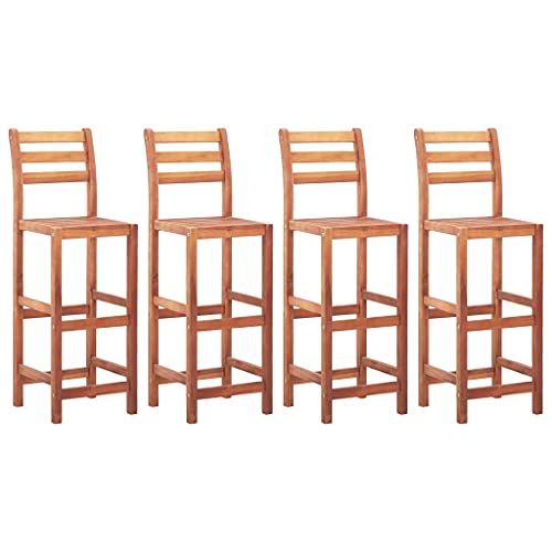 Teenpull Acacia Wood Bar Stools Set, 4 Pcs, Weather-Resistant Outdoor & Indoor Counter Height Chairs for Kitchen Island, Dining Room von Teenpull