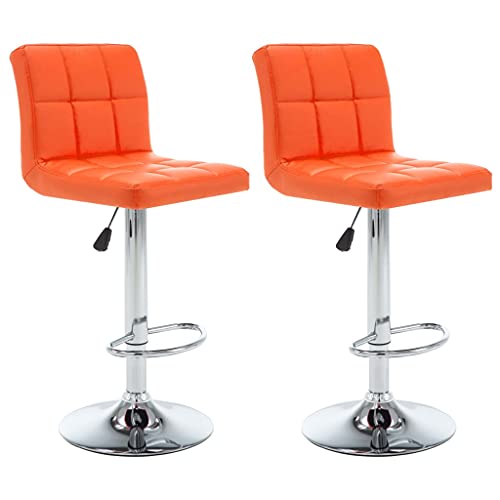 Teenpull Adjustable Bar Stools Set of 2, Orange Faux Leather Counter Height Kitchen Chairs with Backs, Swivel Design for Home Dining Room Teenpull Adjustable Bar Stools Set of 2, Orange Faux Leather Counter Height Kitchen Chairs with Backs, Swivel Design for Home Dining Room von Teenpull