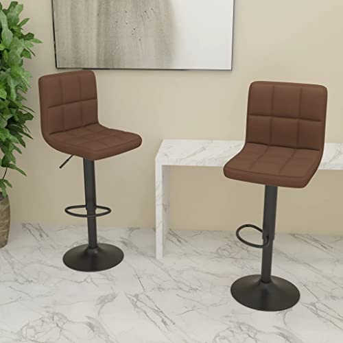 Teenpull Adjustable Swivel Bar Stools, Set of 2, Brown Fabric Upholstered Counter Height Chairs for Kitchen Island Dining Room von Teenpull