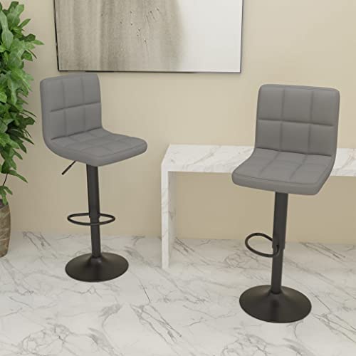 Teenpull Adjustable Swivel Bar Stools Set, Light Gray Fabric Kitchen Counter Height Chairs with Footrest, Modern Dining Room Seating, 2 Pack von Teenpull