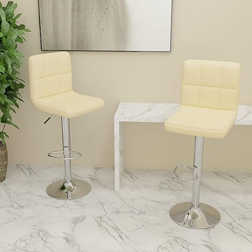 Teenpull Adjustable Swivel Bar Stools Set of 2, Cream Fabric Kitchen Counter Height Chairs with Footrest for Dining Room Teenpull Adjustable Swivel Bar Stools Set of 2, Cream Fabric Kitchen Counter Height Chairs with Footrest for Dining Room von Teenpull