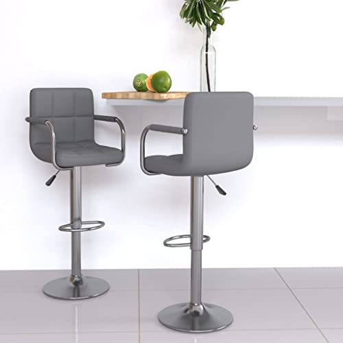 Teenpull Adjustable Swivel Bar Stools Set of 2, Modern Gray Faux Leather Counter Height Chairs for Kitchen Island Dining Room von Teenpull