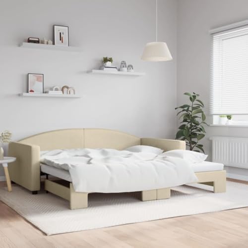 Teenpull Ausziehbares Tagesbett Creme, 100x200 cm, Stoffbezug, modernes Schlafsofa mit Holz-Metall-Rahmen, vielseitiges Bettgestell für Gästezimmer Teenpull Ausziehbares Tagesbett Creme, 100x200 cm, Stoffbezug, modernes Schlafsofa mit Holz-Metall-Rahmen, vielseitiges Bettgestell für Gästezimmer von Teenpull