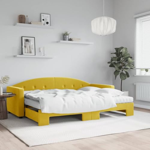 Teenpull Ausziehbares Tagesbett Gelb 80x200 cm, Samt gepolstertes Bett mit 2 Matratzen, Robuster Metallrahmen Möbel für Wohnzimmer Schlafzimmer, Platzsparendes Doppelbett mit Stützfunktion Teenpull Ausziehbares Tagesbett Gelb 80x200 cm, Samt gepolstertes Bett mit 2 Matratzen, Robuster Metallrahmen Möbel für Wohnzimmer Schlafzimmer, Platzsparendes Doppelbett mit Stützfunktion von Teenpull